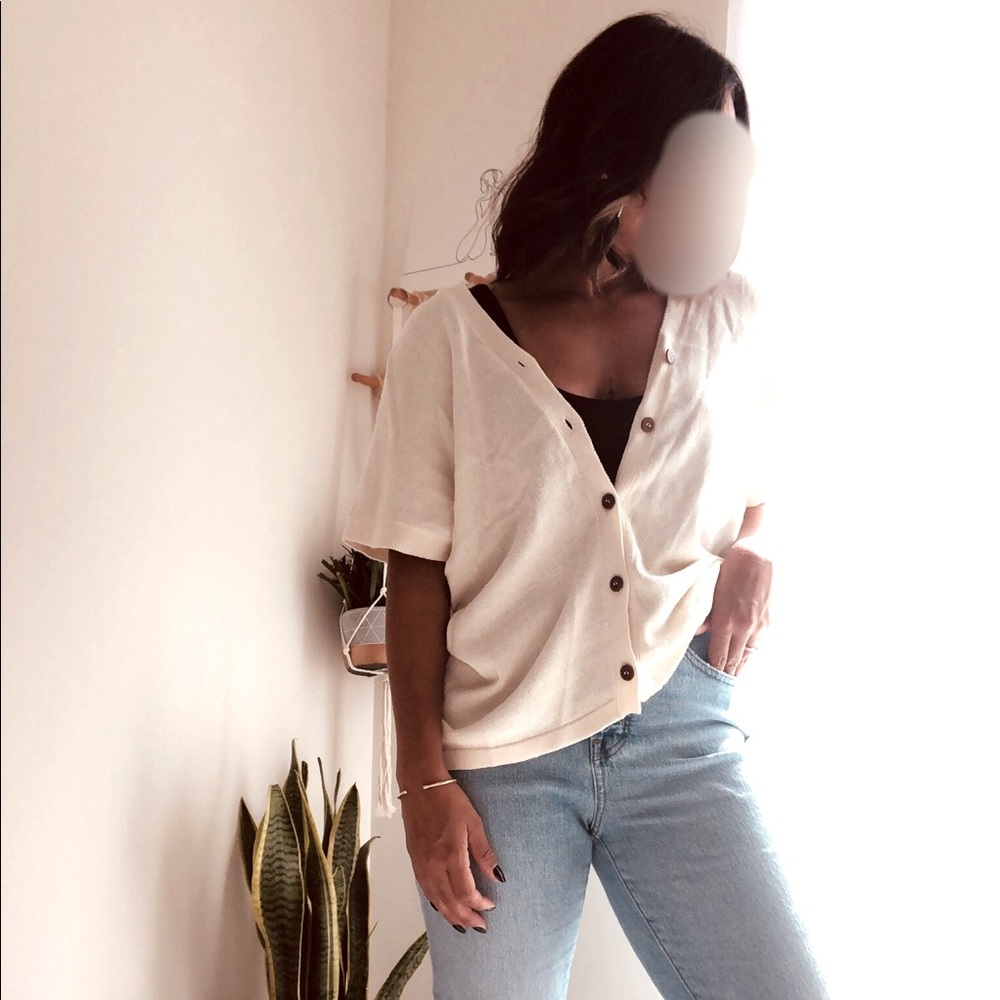Light weight cardigan with tan buttons!